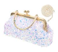 FOMIYES Damen Schultertasche Pailletten Handtasche aus Pu für Strand | Multifunktionale Tasche, Weiß, Elegant und Casual, Leicht zu Verstauen, für Dating und Strand