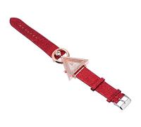 FOMIYES Dreieckige Damenuhr Mit Lederband Quarzuhr Mit Fragezeichen Und Strassbesetztem Zifferblatt Verstellbares Rotes Pu-Armband Modische Armbanduhr Für Damengeschenk Zu Weihnachten