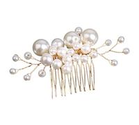 FOMIYES Goldener Perlen haarkamm Braut Haarschmuck Eleganter Schmuck für Hochzeit Geburtstag Party Brautjungfern und Festliche Anlässe