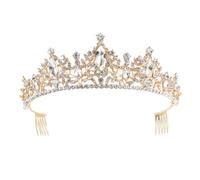 FOMIYES Kristall Haarband mit Strasskronen und Haarkamm Zinklegierungs Schmuck für Braut und Hochzeitsgäste Goldenes Accessoire für Festliche Anlässe