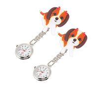 FOMIYES Praktische Cartoon Taschenuhr mit Hundedesign 2 Stück Leichte Hängeuhren für Ärzte und Studenten Kleine Robuste Brustuhr 4x1x2 Zoll für Berufsalltag