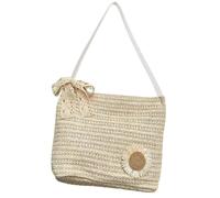 FOMIYES Strandtaschen für Damen Gewebte Handtasche aus Strohhut Beige Dekorative und Geräumige Sommer Schultertasche für Alltag und Partys