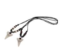 FOMIYES Surfer Haizahn Halskette Boho Vintage 2 Stück aus Kunststoff und Holz, verstellbare Kordel, für Strandpartys und Frauen und Männer