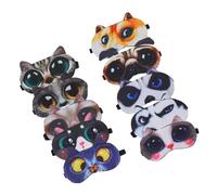 FONDOTIN 10 Stück Cartoon Schlafaugenmasken Tragbare Augenmaske Atmungsaktive Augenabdeckung für Reisen Blockiert Licht Lindert Müdigkeit Komfortable Schlafmaske für Damen und Herren