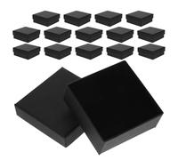 FONDOTIN 15 Stück Schmuckkästchen mit Gepolstertem Innenfutter Schwarzer Schmuckaufbewahrungsbox 7X7X3cm mit Deckel Vielseitiger Organizer für Ohrringe Ringe Armbänder und Halsketten