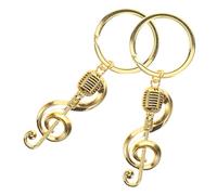 FONDOTIN 2 Stück Teiliges Musik schlüsselanhänger Metall mit Realistischem Noten Mikrofon design Dekorativer Schlüsselanhänger für Musiklehrer Musiker Geschenke für Sänger und
