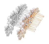 FONDOTIN 2 Stück Vintage Braut Haarkamm mit Perlen Strass Handgefertigter Haarschmuck für Hochzeit Kleine Steckkämme aus Legierung Eleganter Kopfschmuck für Braut und Brautjungfern