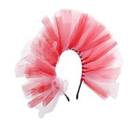 FONDOTIN Herzförmiges Netz Haarband zum Valentinstag für Mädchen Atmungsaktives Tüll Stirnband Festliches Kopfschmuck Accessoire für Hochzeiten und Party