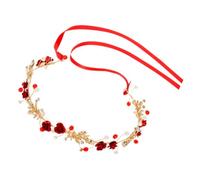 FONDOTIN Perlen Haarband mit Blumen für Mädchen und Damen Eleganter Kopfschmuck aus Legierung und Stoff Leichtes Stirnband für Brautfrisur Party und Fest