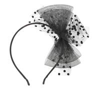 FONDOTIN Retro Damen Stirnband Groß Mit Netzspitze Und Schleier Schwarze Vintage Haarschleife Für Party Und Verlobung