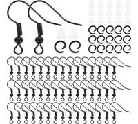 FONDOTIN Schwarze Ohrringhaken aus Metall Selbstgemacht Ohrringverschlüsse mit Sicherheitsring Ohrschmuck Zubehör für Handgefertigte Ohrringe 600 Stück