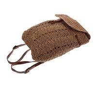 FONDOTIN Stroh Gewebter Rucksack für Damen mit Kordelzug und Freizeit | Leichtes Flechtmaterial, Sicherer Verschluss, für Lippenstifte und Kleine Kosmetik, 1 Stück