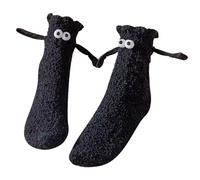 FONDUO Kuschelsocken Magnetische, Lustige Socken Geschenke für Frauen Männer, Flauschige Socken, Haussocken aus Korallenfleece, Fluffy Warme Wintersocken für Lustige Weihnachten Geschenke (Schwarz)