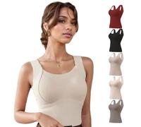 Fonhtg Verdicktes, warmes Tanktop mit Büstenhalter, Damen-Unterwäsche, Tops, Baumwolle, Camisole warme Basisschicht, Weiss/opulenter Garten, Mittel