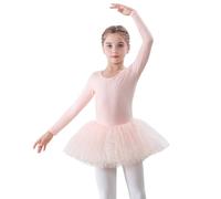 FONLAM Mädchen Ballettkleid Balletttrikot Baumwolle Ballettanzug Tanztrikot Tanzkleid Ballettrock Glitzer Ballett Tütü Kinder (8-9 Jahre, Rosa)