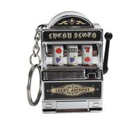 Fonowx Mini Glücksspiel Spielautomat Schlüsselanhänger, Mini Casino Glücksbringer Jackpot Schlüsselanhänger, Kreativer Autoschmuck Schlüsselanhänger Kids Funny Gag Toys für Junge Männer, Silber