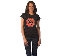 Foo Fighters Damen FF Band Logo Official Womens Skinny Fit Black T-Shirt, M