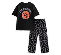 Foo Fighters Herren-Pyjama-Set, schwarz, Kurzarm, langes Bein | Schlafanzug mit Rundhalsausschnitt und Bandlogo | Loungewear für Musikliebhaber