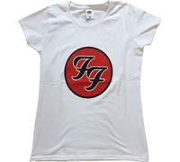 Foo Fighters T Shirt FF Band Logo Nue offiziell Damen Skinny Fit Weiß XS