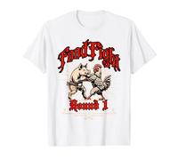 Food Fight Chicken & Pig Silly Pun Preisgünstiges Grafik-T-Shirt, Herren, Weiß, M