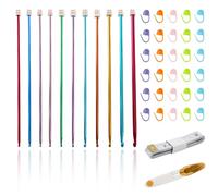 Foonary 11 Stück Tunesische Häkelnadel Set(27cm, 2.0-8.0mm) - Aluminium Häkelzubehör Set(Mit Schere + 1.5M Maßband + 30 Markierknöpfe),Häkelnadel Set für Anfänger & Hobbyisten für Schals/Teppiche