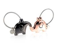 Foonii 1 Paar Schlüsselanhänger, Abnehmbar küssender Elefant Schlüsselring, niedliche Schlüssel Anhänger, Valentinsgruß Geschenk Zink Legierungs glänzende (Gun Schwarz + Rose Gold)
