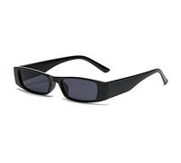 FOOOZ 1PC Kleine Rechteckige Sonnenbrille Unisex Retro Quadratische Sonnenbrille mit schmalem Rahmen Trendige Vintage Streetwear Eyewear Shades UV400,A,Hellschwarz,Wie abgebildet