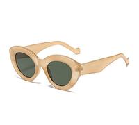 FOOOZ Beliebte Mode Übergroße Cat Eye Damen Sonnenbrille Retro Leopard Shades UV400 Herren Trending Ovale Sonnenbrille, Champagnergrün, Wie auf dem Bild