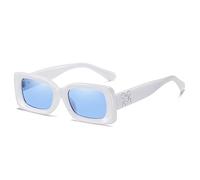 FOOOZ Luxus quadratische Sonnenbrille Herren Damen Mode kleine rechteckige Sonnenbrille Damen Vintage Driving Shades UV400, weiß blau, Einheitsgröße