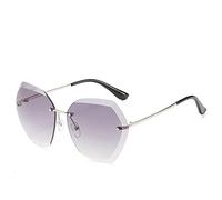 FOOOZ Mode Vintage randlose Piloten-Sonnenbrille Damen Herren Retro Schnittlinse Farbverlauf Sonnenbrille weiblich UV400, C1, Einheitsgröße