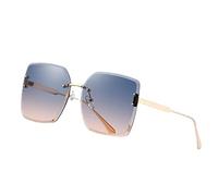 FOOOZ Modische, luxuriöse, randlose Damen-Sonnenbrille für Herren, Vintage-Designer-Sonnenbrille, quadratisch, Rottöne, UV400-Brille, C1, Einheitsgröße