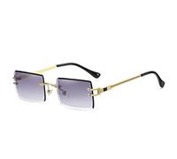 FOOOZ Randlose rechteckige Sonnenbrille für Damen, modische rahmenlose quadratische Brille für Herren, ultraleichte UV400-Brille, Unisex, C1, Einheitsgröße