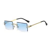 FOOOZ Randlose rechteckige Sonnenbrille für Damen, modische, rahmenlose quadratische Brille für Herren, ultraleichte UV400-Brille, Unisex, C4, Einheitsgröße