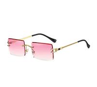FOOOZ Randlose rechteckige Sonnenbrille für Damen, modische rahmenlose quadratische Brille für Herren, ultraleichte UV400-Brille, Unisex, C3, Einheitsgröße