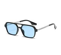FOOOZ Retro-Doppelbrücken-Frauen-Piloten-Sonnenbrille-Mode-Rosa-Steigungs-Brillen-Trending-hohler Leopard-Blau-Sonnenbrille-Männer-Schatten,Schwarz-Blau,Wie das Bild