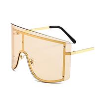 FOOOZ Übergroße Damen-Blau-Gelb-Sonnenbrille mit Farbverlauf, Mode, randlos, Metall, weibliche Sonnenbrille, Luxus-Persönlichkeits-Brille, 21, wie abgebildet