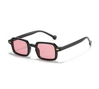 FOOOZ UV400 Herren Damen Leopard Blau Sonnenbrille Retro Nieten Dekoration Gradient Shades Fashion Square Earwear, Schwarz Pink, Einheitsgröße