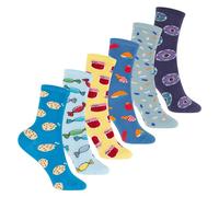 Footstar Bunte Baumwoll Basic Socken (6 Paar) mit lustigen Motiven für Mädchen & Jungen - Sweets 31-34