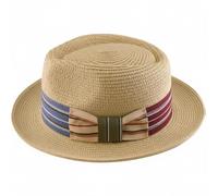 Fopytu Strohhut Im Boater-Stil, Sonnenschutz, Breitkrempiger Fedora-Panama-Sommerhut Für Damen Und Herren