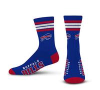 For Bare Feet Unisex-Erwachsene NFL 4 Stripe Deuce Größe L Crew-Socken, Buffalo Bills, Large (2er Pack)