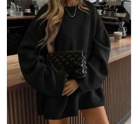 FOR BEAUTY Herbst/Winter Y2K Damen einfarbiger Rundhals Langarm Strickpullover, lockerer Schnitt, lässige Mode, geeignet für Büro und Alltag Top
