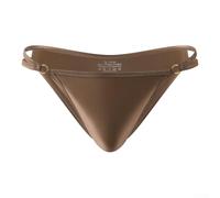 For Men Shiny Satin Low Rise Briefs Stretchy Silky Bikini Underwear with U Convex Pouch Half Wrapped Design Solid Color Lingerie Coffee Gray(XL Coffee)