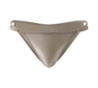 For Men Shiny Satin Low Rise Briefs Stretchy Silky Bikini Underwear with U Convex Pouch Half Wrapped Design Solid Color Lingerie Coffee Gray (L Silver Gray)