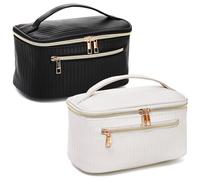 Foraineam 2 Stück Kosmetiktasche, Make Up Tasche Tragbare Reise-Make-up-Organizer, große Kapazität, Wasserdicht, PU-Leder, Kulturbeutel