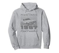 Ford Mustang Fastback Patriotische Sterne und Streifen 1967 Pullover Hoodie, Unisex für Erwachsene, Grau Meliert, XXL