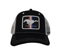Ford Mustang Trucker-Kappe, bestickt, 100 % recyceltes Polyester, Blau, Schwarz