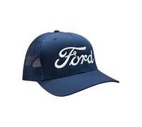 Ford Trucker-Mütze mit großem Schriftzug, Chino-Twill, marineblau, Mesh, Snapback, Baseballkappe für Herren, offizielles Lizenzprodukt von Ford Motor Company