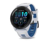 Forerunner 265 GPS-Smartwatch Sportuhr Weiss/Schwarz mit Schnellwechsel-Silikon-Armband 22 mm Weiss/Dunkelblau