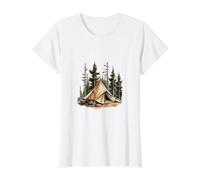 Forest Camping, Nature Lover's Adventure, Segeltuchzelt Preisgünstiges Grafik-T-Shirt, Damen, Weiß, S