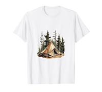 Forest Camping, Nature Lover's Adventure, Segeltuchzelt Preisgünstiges Grafik-T-Shirt, Herren, Weiß, M
